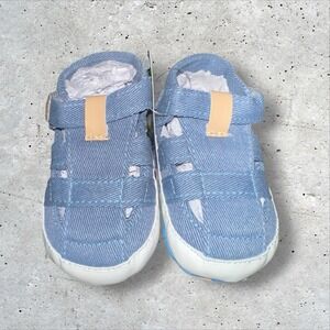 VALEN SINA Soft Casual Denim Crib Shoes, Size 17‎ (US 1) Approx 3-6 Months Blue